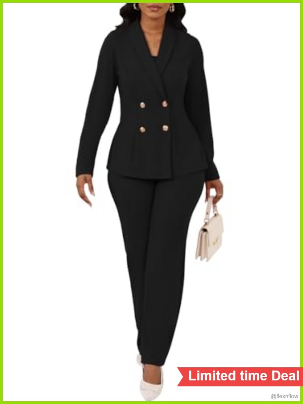 3 Piece Pant Suit Set Blazer Business Outfit Spandex Polyester Women